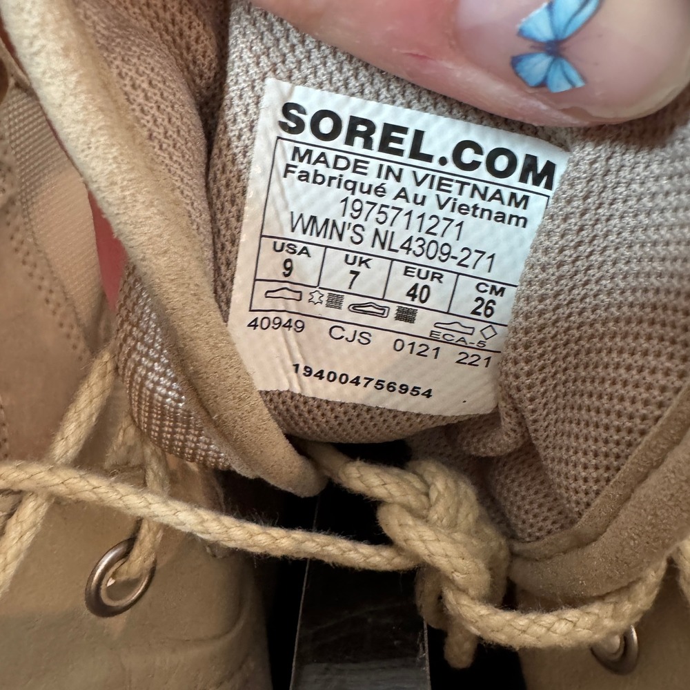 Sorel Hi-Line Lace Up Leather Boots Boot Women's 9 Waterproof Tan Ceramic Chalk - Picture 7 of 9